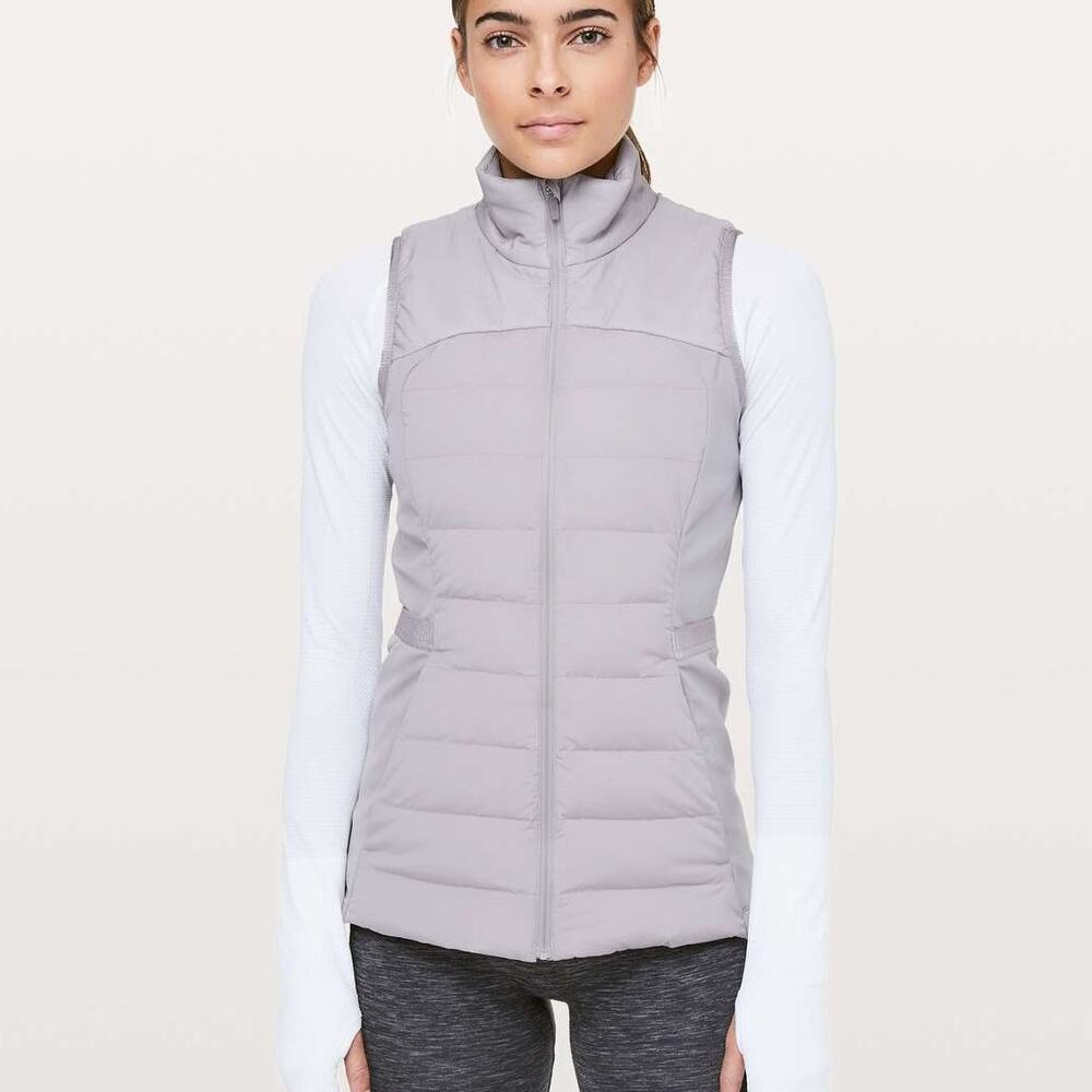 Lululemon Women's Down For It All Vest Sz 6 Gray Quilted Puffer Full Zip Pockets